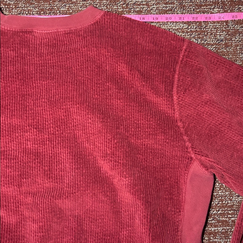 Vintage Champion crewneck sweatshirt red burgundy corduroy velvet men’s Large - Picture 12 of 12